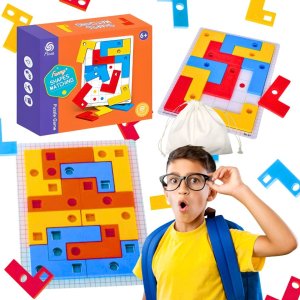 GRA LOGICZNA UKŁADANKA Z KARTAMI KOLOROWE PUZZLE KLOCKI POZIOM 2 1