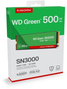 Dysk SSD SanDisk Green SN3000 500GB M.2 2280 PCI-E x4 Gen4 NVMe (WDS500G4G0E) 5