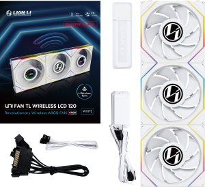 Wentylator Lian Li UNI FAN TL Wireless LCD 120 Reverse Blade 3-pack biały (12RTLLCD1W3W) 4