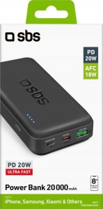 Powerbank SBS TTBB20000PD20K 20000 mAh 20W PD USB-C, USB-A, Micro-USB - czarny 4