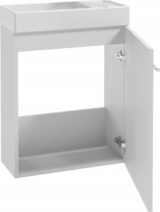 Szafka łazienkowa wisząca z umywalką baterią i syfonem 50x70 cm biała 2