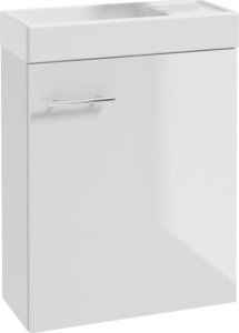 Szafka łazienkowa wisząca z umywalką baterią i syfonem 50x70 cm biała 3