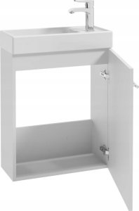 Szafka łazienkowa wisząca z umywalką baterią i syfonem 50x70 cm biała 4