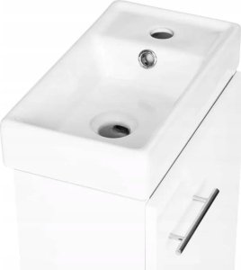 Szafka łazienkowa wisząca z umywalką baterią i syfonem 50x70 cm biała 5