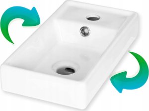 Szafka łazienkowa wisząca z umywalką baterią i syfonem 50x70 cm biała 6