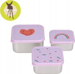 ECO RASCALS Lassig Pojemnik na przekąski snackbox ze stali nierdzewnej 3 szt. Happy Rascals Heart lawendowy 2