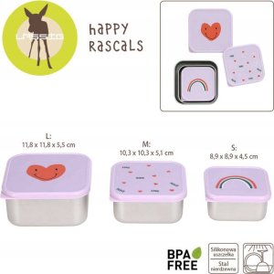 ECO RASCALS Lassig Pojemnik na przekąski snackbox ze stali nierdzewnej 3 szt. Happy Rascals Heart lawendowy 3