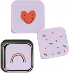 ECO RASCALS Lassig Pojemnik na przekąski snackbox ze stali nierdzewnej 3 szt. Happy Rascals Heart lawendowy 4