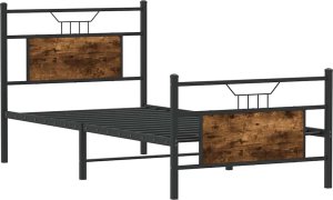 vidaXL Łóżko bez materaca, przydymiony dąb, 90x200 cm 5