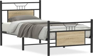 vidaXL vidaXL Łóżko bez materaca, dąb sonoma, 75x190 cm 2