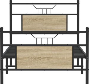 vidaXL vidaXL Łóżko bez materaca, dąb sonoma, 75x190 cm 6