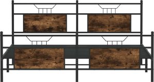 vidaXL Metalowa rama łóżka, bez materaca, przydymiony dąb, 180x200 cm 6