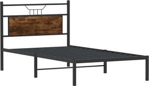 vidaXL Łóżko bez materaca, przydymiony dąb, 100x200 cm 5