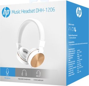 HP DHH-1206 White s�uchawki z mikrofonem, przewodowabia�o-z�ota, klasyczna typ 3,5mm jack 8