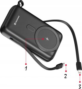 SWISSTEN, Powerbank, s bezdr�tov�m nab�jen�m, Li-Pol, 5/9/12V, zintegrowany kabel USB-C + Lighting, 20000mAh, USB-C,USB-A,Kabel Li 3