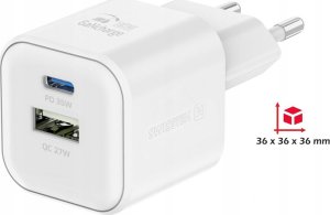 SWISSTEN Adapter sieciowy GaN 35W, 2-portowy, USB-A + USB-C, Smart IC 3