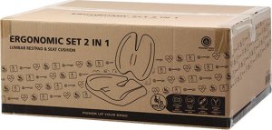 Zestaw poduszka l�d�wiowa i poduszka siedziska, ergonomiczna, szary, pianka z efektem pami�ci, Powerton 2