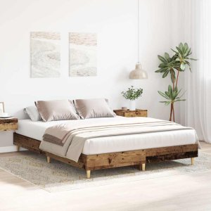 vidaXL Rama łóżka bez materaca Stare drewno 140x200 cm Drewno klejone 3