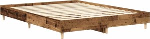 vidaXL Rama łóżka bez materaca Stare drewno 140x200 cm Drewno klejone 7
