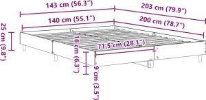vidaXL Rama łóżka bez materaca Stare drewno 140x200 cm Drewno klejone 10