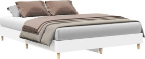 vidaXL Rama łóżka bez materaca biała 140x200 cm drewno klejone 2