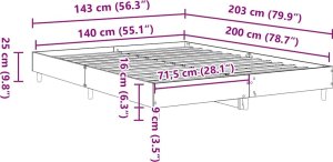 vidaXL Rama łóżka bez materaca biała 140x200 cm drewno klejone 9