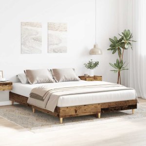 vidaXL Rama łóżka bez materaca Stare drewno 150x200 cm Drewno klejone 3