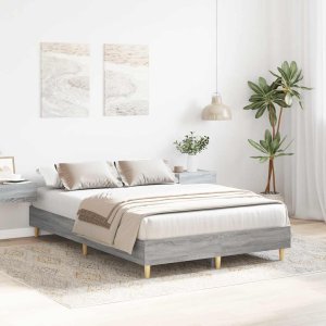 vidaXL Rama łóżka bez materaca Szary Sonoma 120x200 cm Drewno klejone 3