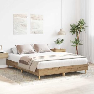 vidaXL Rama łóżka bez materaca Artisan Oak 150x200 cm Drewno klejone 3