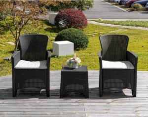 Springos Zestaw mebli ogrodowych Bella antracyt 3w1 Stolik+2fotele imitacja rattanu SC08 2
