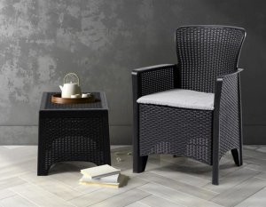 Springos Zestaw mebli ogrodowych Bella antracyt 3w1 Stolik+2fotele imitacja rattanu SC08 3