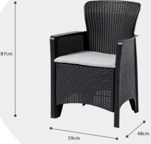 Springos Zestaw mebli ogrodowych Bella antracyt 3w1 Stolik+2fotele imitacja rattanu SC08 6