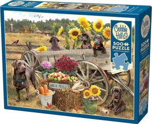Puzzle 500 Labradory z wozu, koniom lżej G3 1