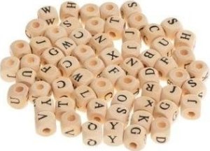 Koraliki drewniane alfabet 8mm 60szt 1