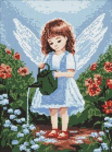 Diamentowa mozaika - Anioł w ogrodzie 30x40cm 1