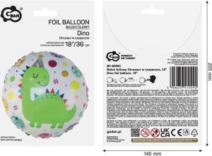 Balon foliowy Dinozaur w czapeczce 36cm 1