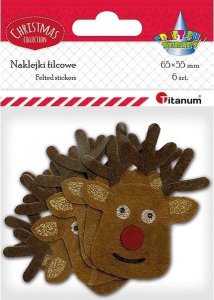 Naklejki filcowe głowy renifera 55x65mm 6szt 1