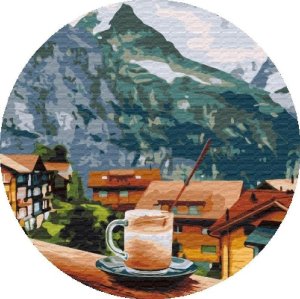 Malowanie po numerach okrągłe - Cappuccino 40cm 1