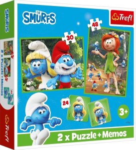Trefl Puzzle 2w1 + Memory Wesołe zabawy Smerfów - łącznie 78 elementów 1