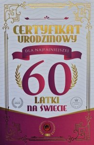 Karnet Certyfikat Urodzinowy 60 urodziny damskie 1