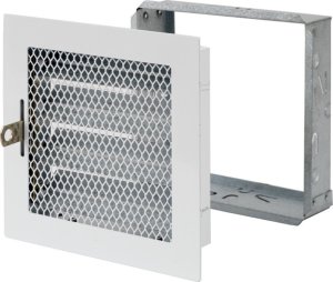 Fireplace grate MRK1515R, 150 x 150 mm, with louver, white. 1