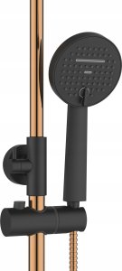 Shower system INVENA MOONLIGHT: rain and hand shower, mixer, black with gold details 4