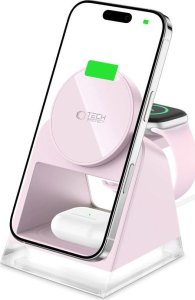 TECH-PROTECT QI15W-A43 3IN1 MAGNETIC MAGSAFE WIRELESS CHARGER BABY PINK 2