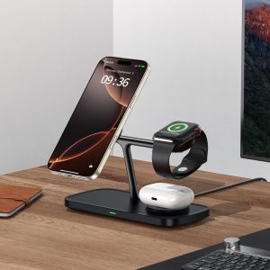 TECH-PROTECT QI15W-A45 3IN1 MAGNETIC MAGSAFE WIRELESS CHARGER BLACK 6