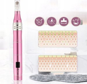 DERMA PRO Bezprzewodowy Derma Pen urządzenie do Mezoterapii + 12 Kartridży 6