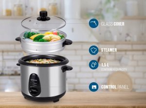 Multicooker Orava MH-05 wielofunkcyjny garnek, 500 W, 1.5 l, utrzymywanie temperatury, automatyczne wyłączanie, czarny / srebrny 5