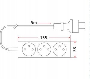 Przedłużacz sieciowy 3gn. bez przeł. 5m Rum-Lux 3x1,5 biały 5