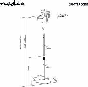 Nedis Nedis SPMT2750BK montaż głośników Podłoga Kopolimer akrylonitrylo-butadieno-styrenowy (ABS), Stal Czarny 10