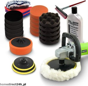 ZESTAW AKCESORIÓW DO POLEROWANIA SAMOCHODU Z PROFESJONALNĄ POLERKĄ 1500W 2