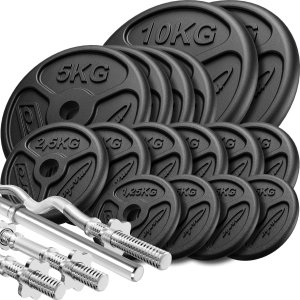 Zestaw gryfów wzmocnionych i obciążeń slim 83 kg - Marbo Sport 1